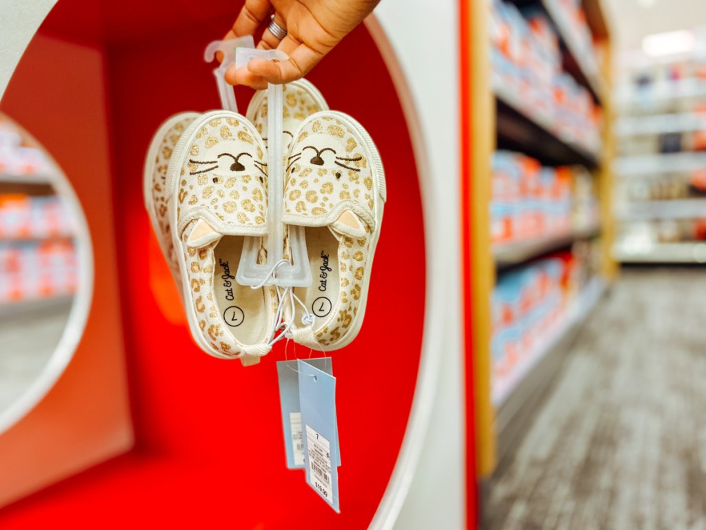 cat & jack leopard slip ons in hand in store at target