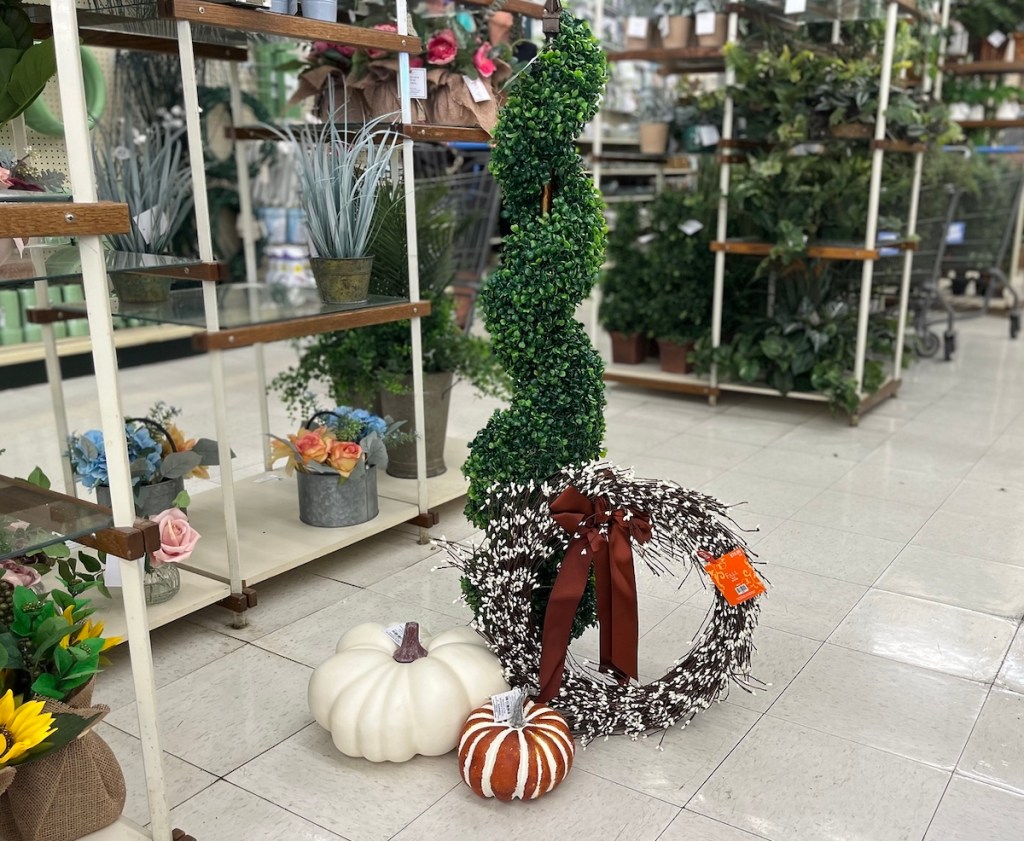 hobby lobby fall decor on store floor