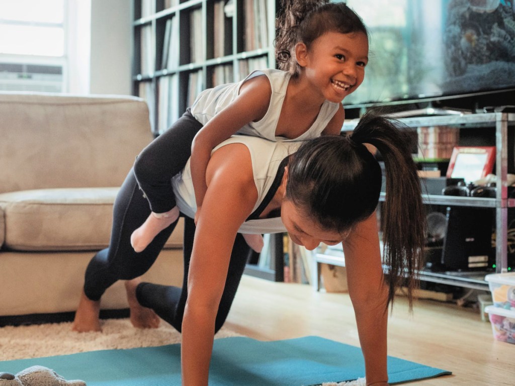 mother daughter working out