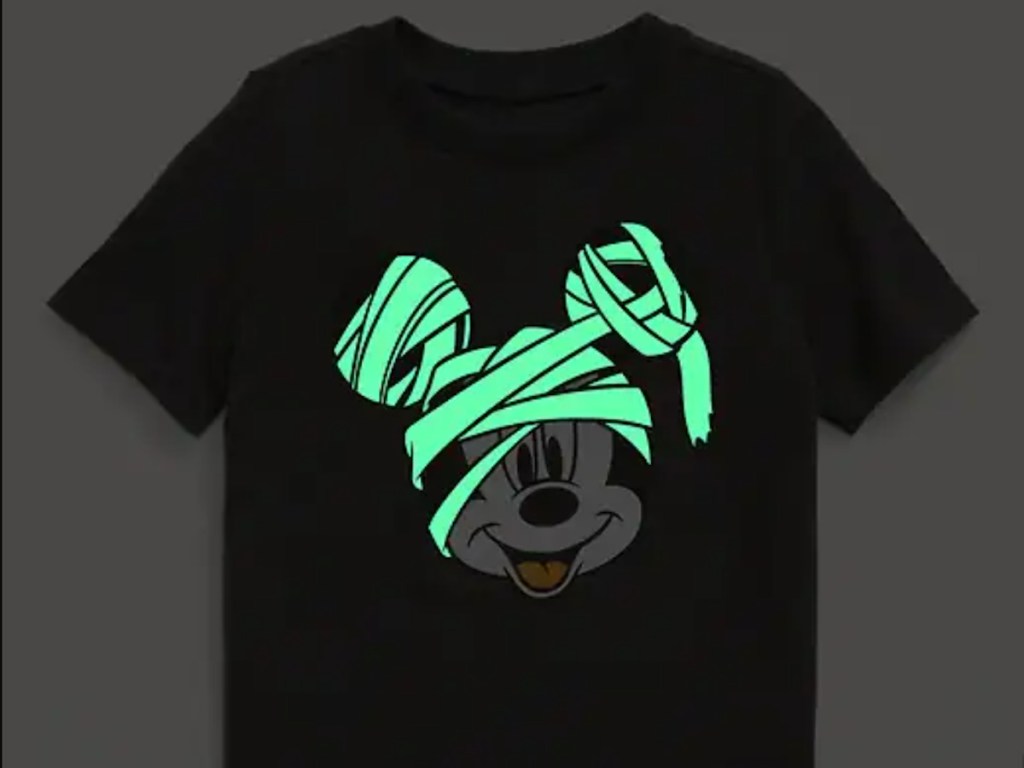 mummy mickey glow in the dark tee shirt