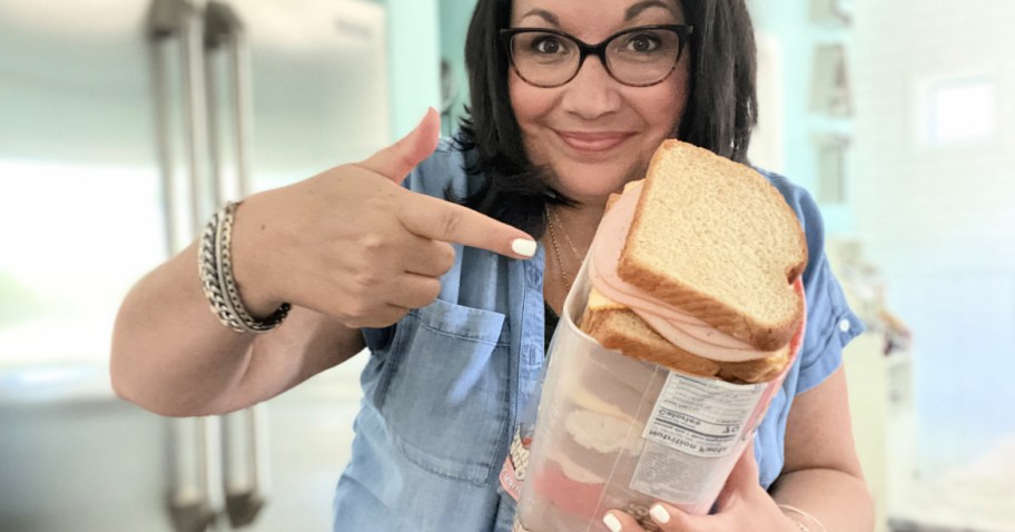 pointing to diy sandwich dispenser hack