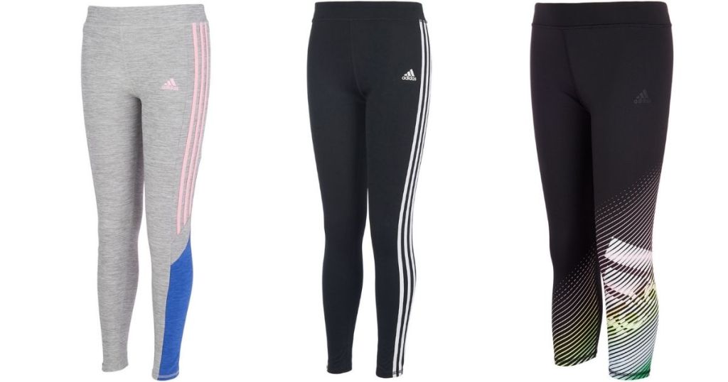 three pairs of Adidas leggings