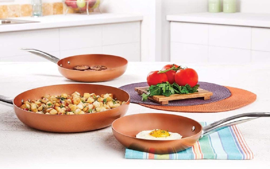 Copper Chef 3-Piece Non-Stick Fry Pan Set