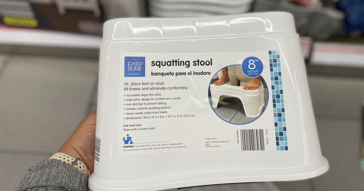 squatting stool for bathroom on display in-store