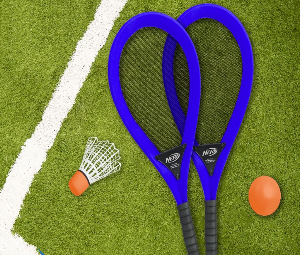 Nerf Jumbo Badminton Set on grass