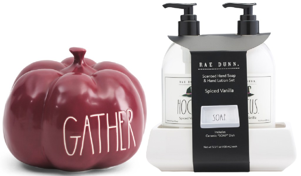 Rae Dunn gather pumpkin and hand soap caddy