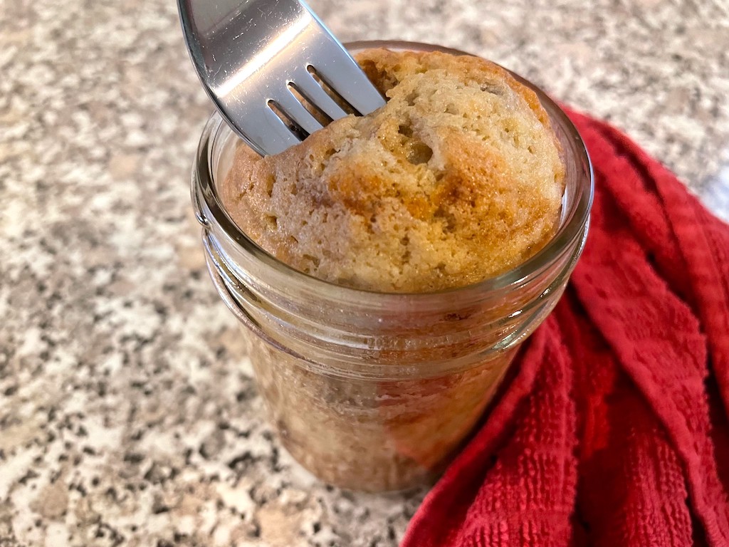 eating banana bread in jar