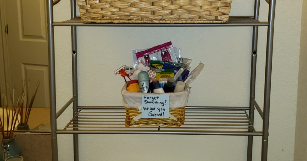 basket of samples in the bathroom