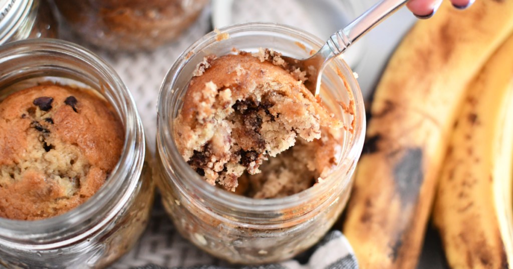 bite of banana bread in a jar