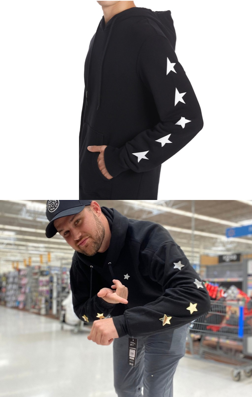 onlineparison of black star hoodies on man