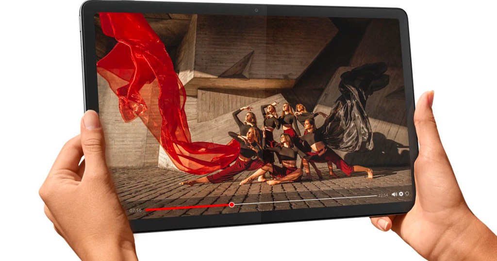 hands holding lenovo pro tablet