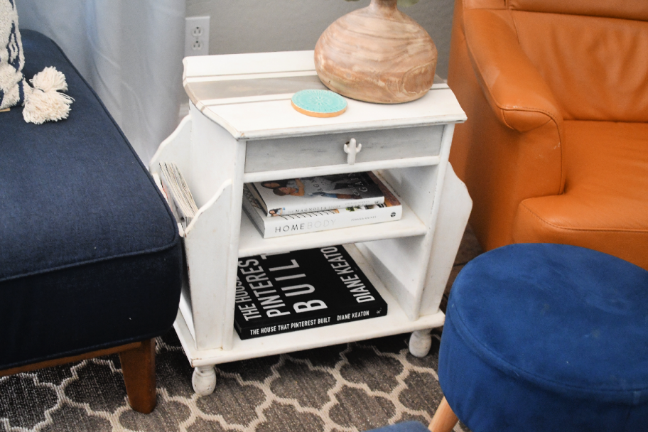 magazine holder side table thrift store find