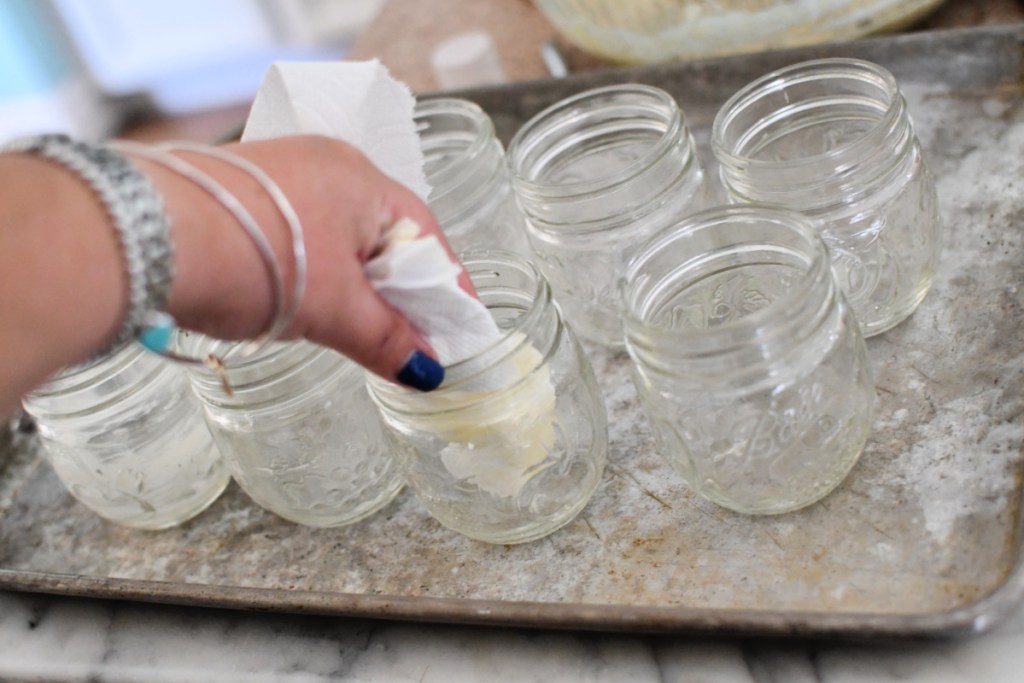 prepping 8 oz jars for banana bread