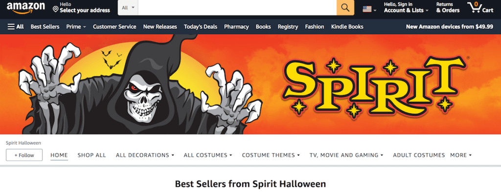 spirit halloween amazon page