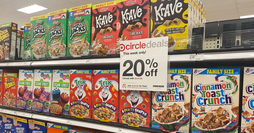 target cereal in store on shelf