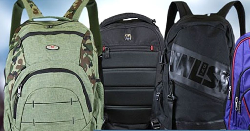 green camo and black backpacks