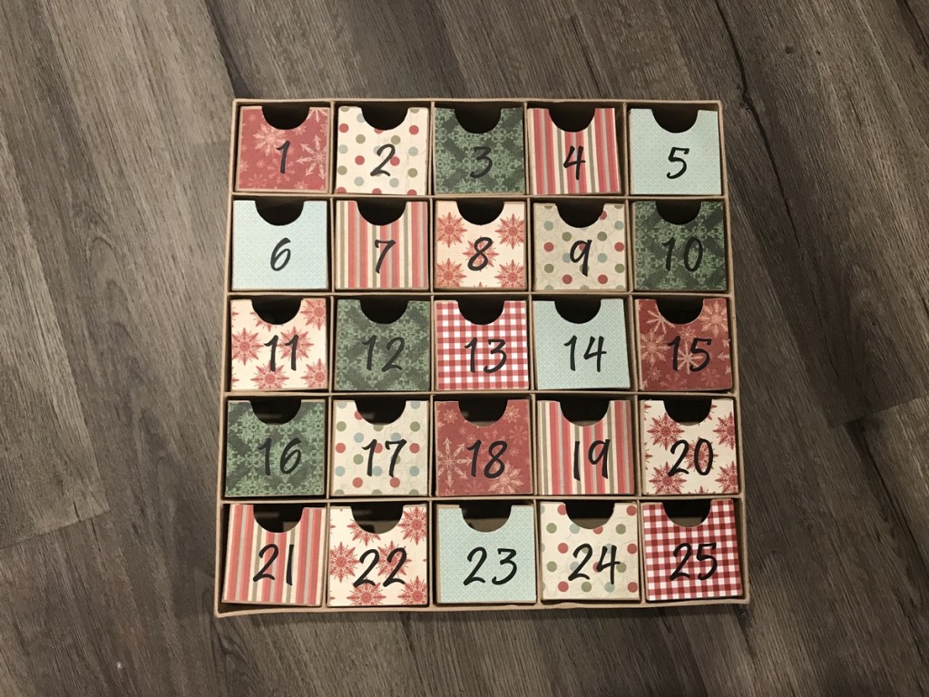 DIY advent calendar from Hobby Lobby