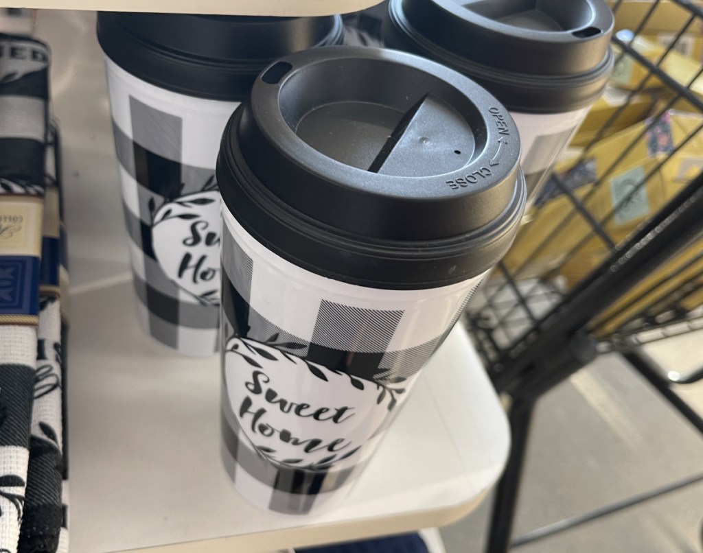 Dollar Tree fall tumblers on display