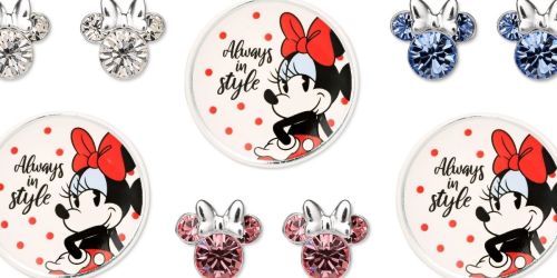 Disney Minnie Mouse Sterling Silver & Crystal Earrings w/ Bonus Trinket Dish Only $16.99 on Macys.online (Regularly $100)