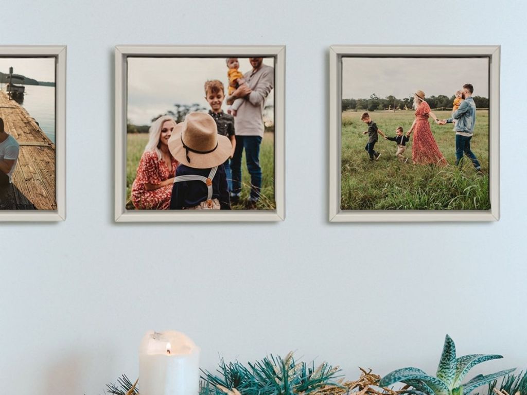 framed photo prints on wall