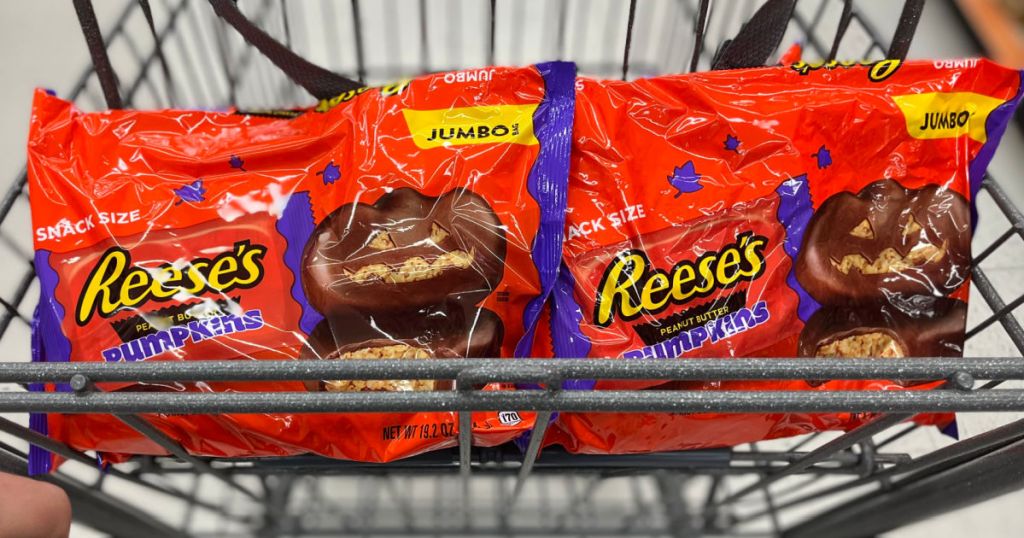 two orange candy bags in cart 