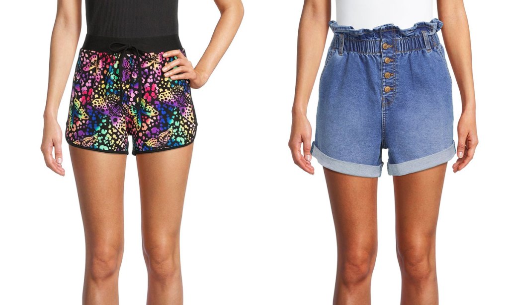 two women modeling shorts