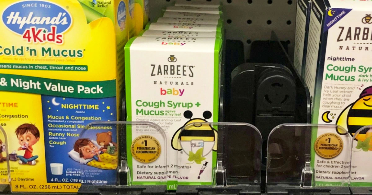 Zarbee's Naturals Baby Cough Syrup on store shelf