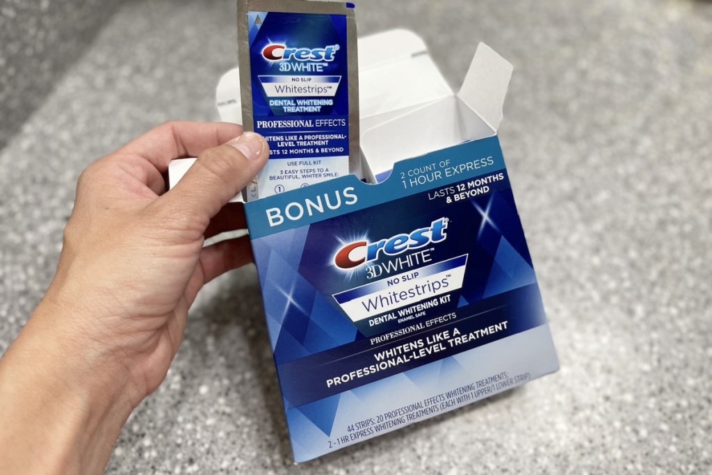 crest whitestrips in hand onlineing out of box