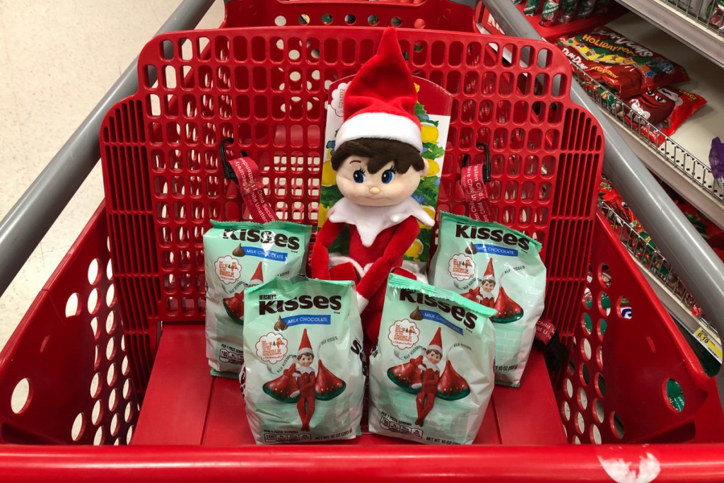 elf on a shelf with chocolate