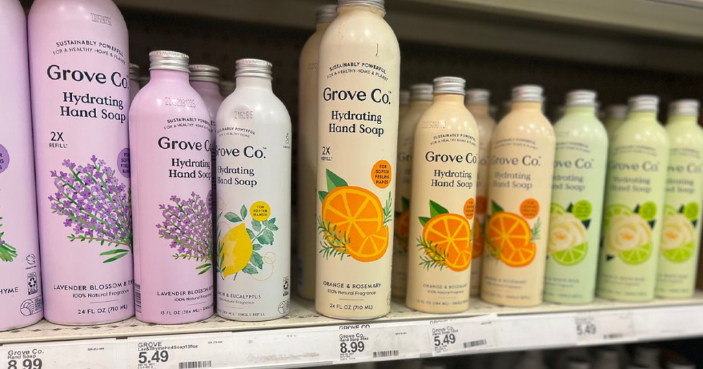 grove co hand soap on shelf