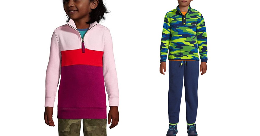 color block kids sweatshirt and camo sweatshirt