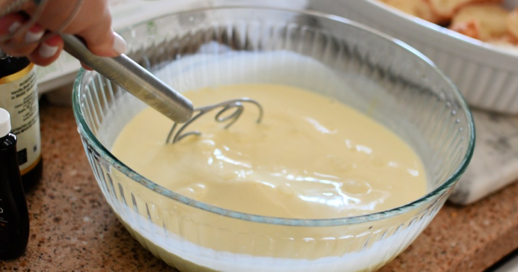 mixing custard mixture