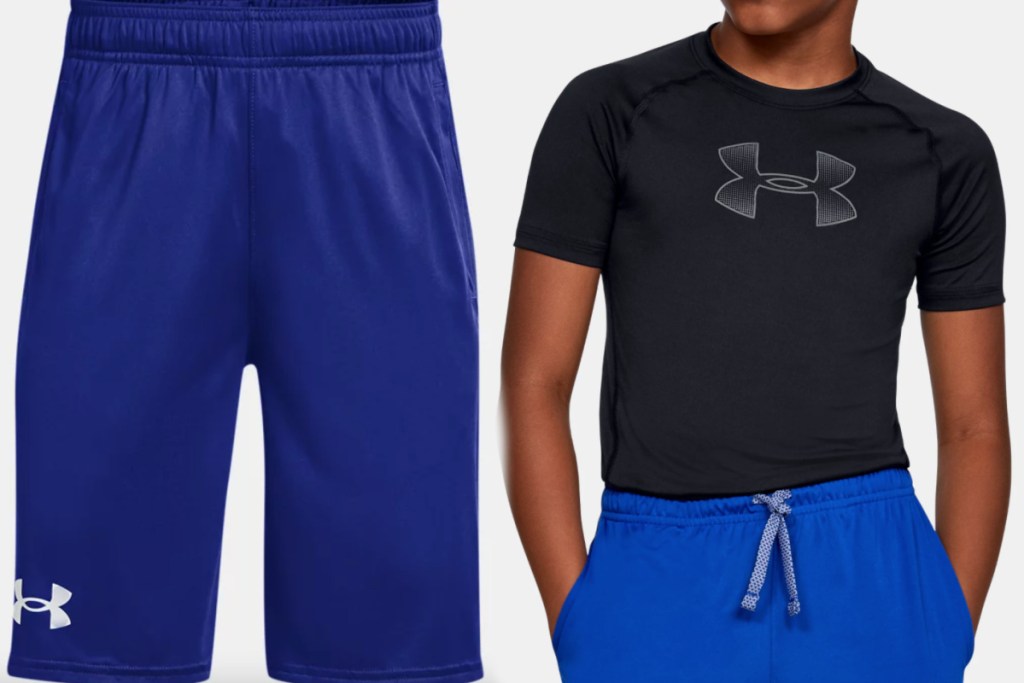 under armour boys shorts + tee