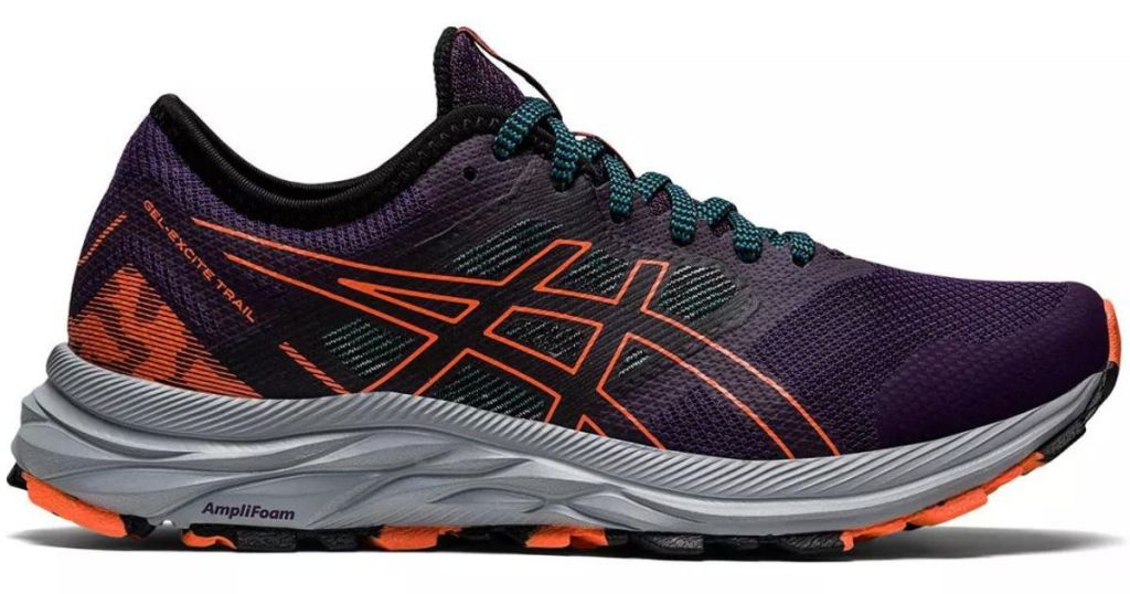 asics black shoes with orange trim 