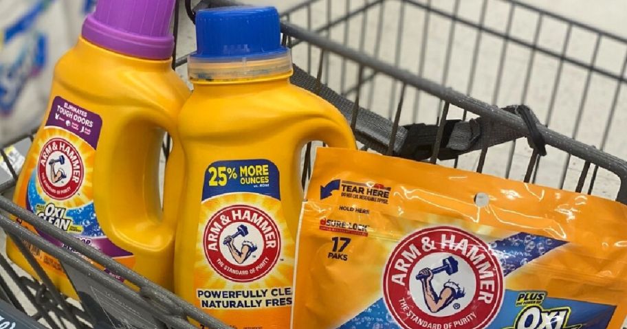 yellow liquid detergent in basket