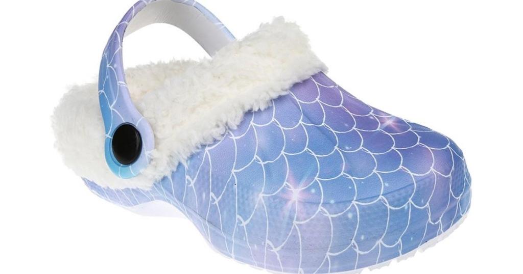 chatties girls rainbow mermaid sherpa lined clogs