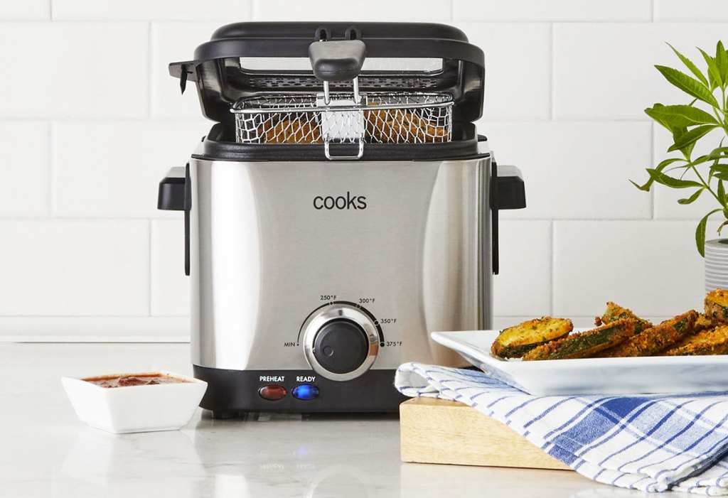 small deep fryer on kitchen counter