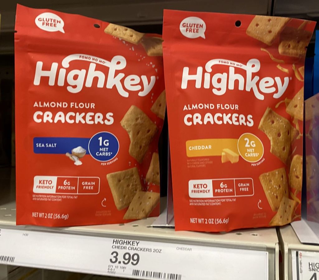 two packages of Highkey Crackers