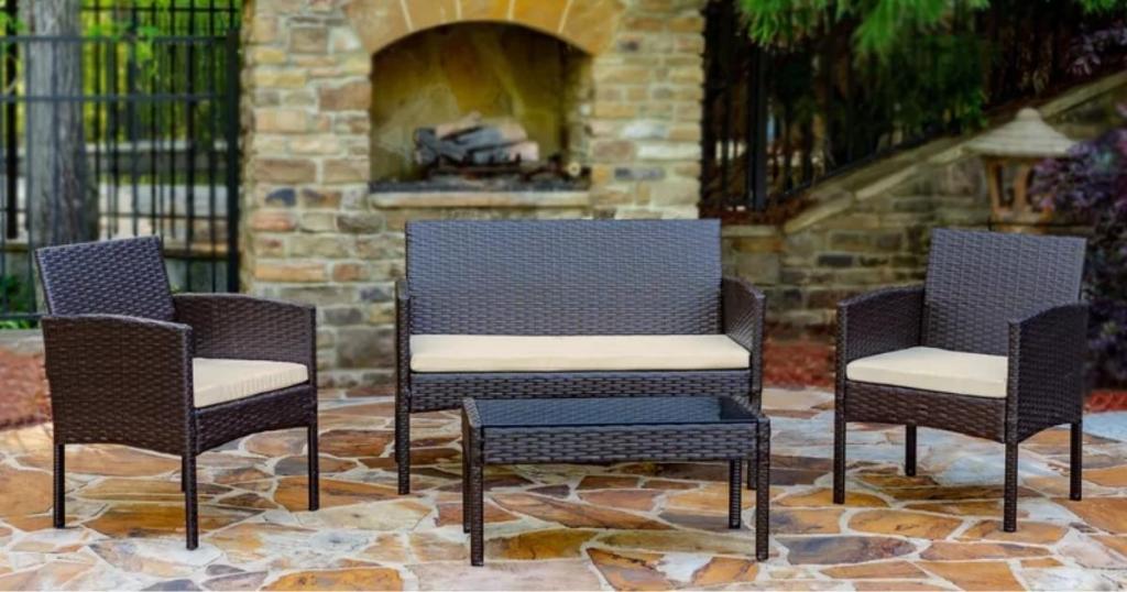 lark manor hogans wicker 4 person outdoor patio set