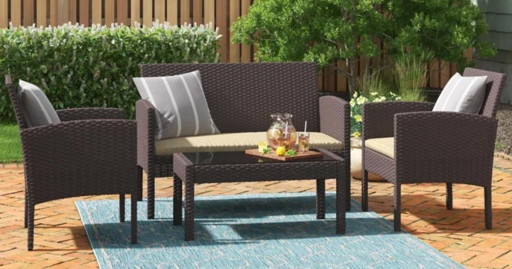 lark manor hogans wicker/rattan 4 person conversation set