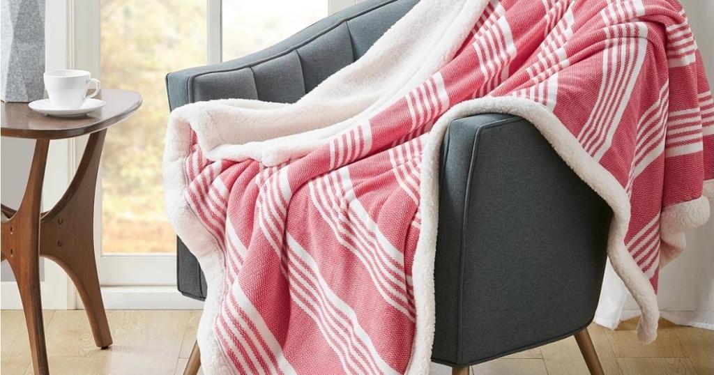 martha stewart collection sherpa throw blanket on chair