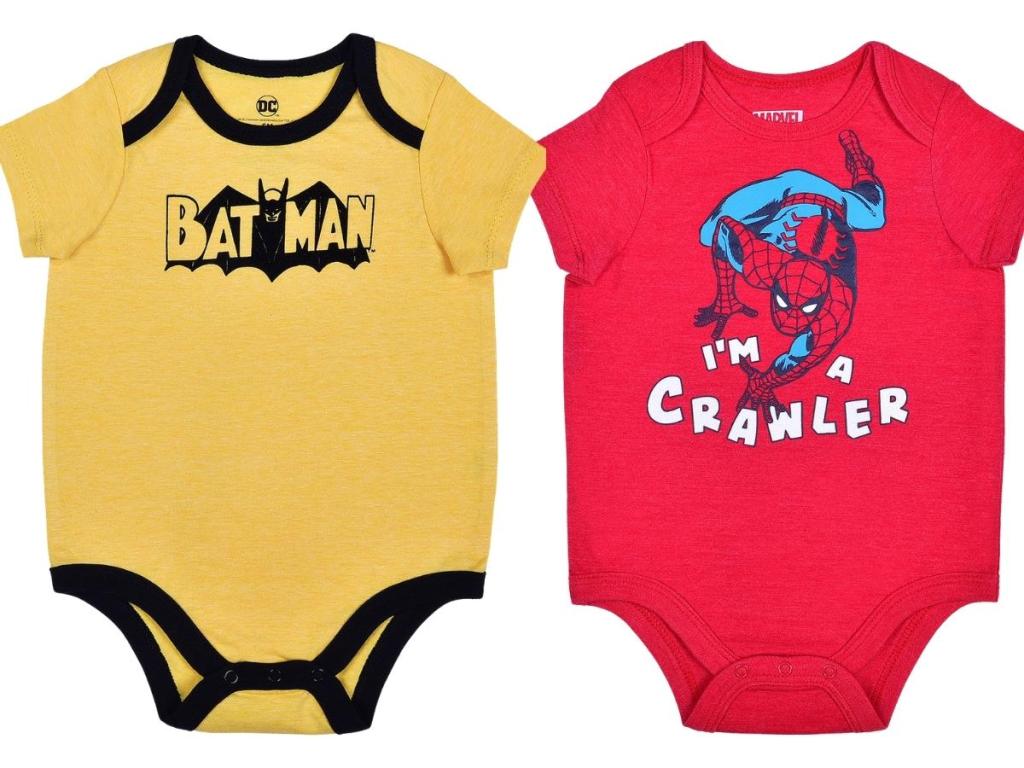 okie dokie boys batman and spider man onesies