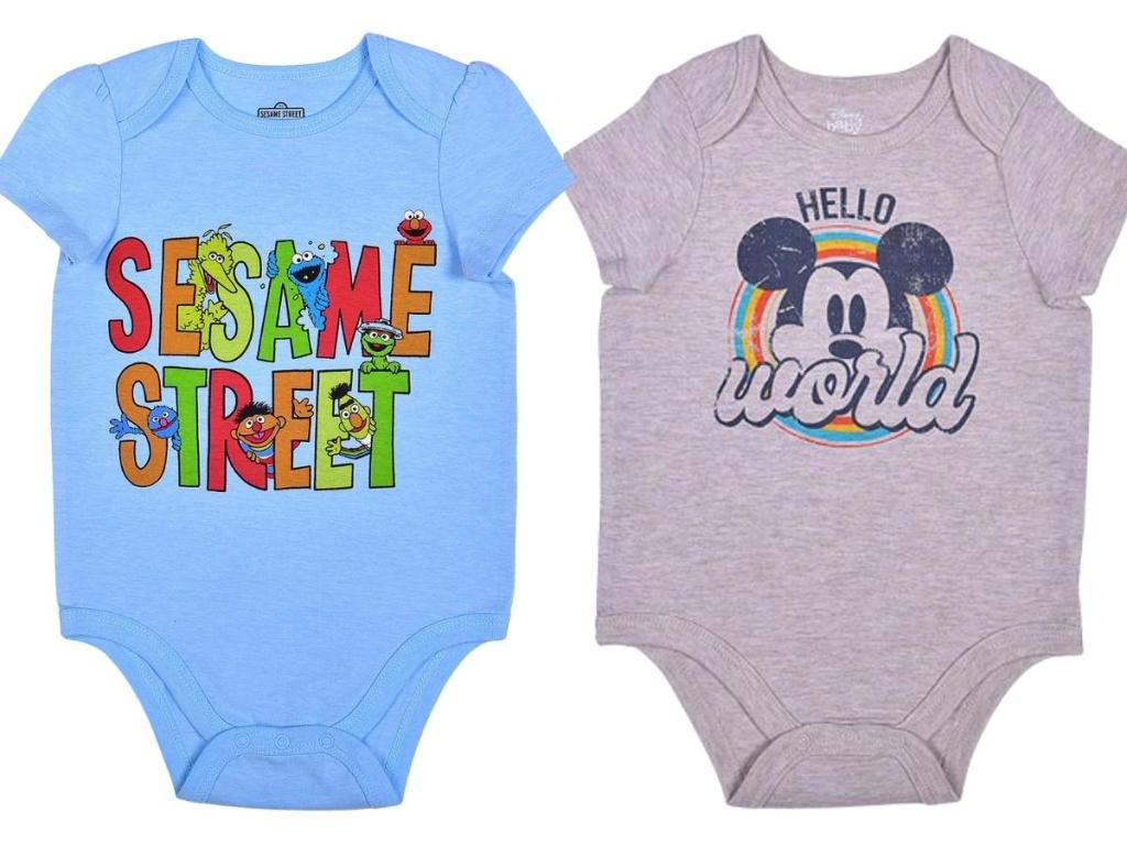 okie dokie sesame street and mickey mouse onesies