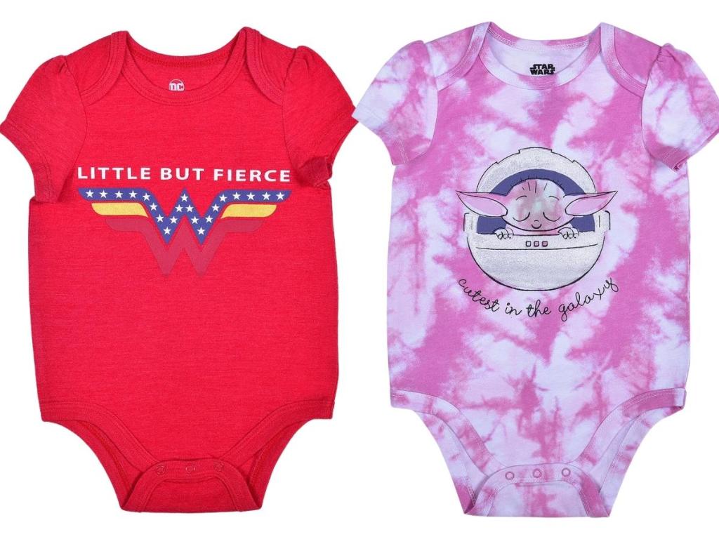 okie dokie girls wonder woman and star wars onesies