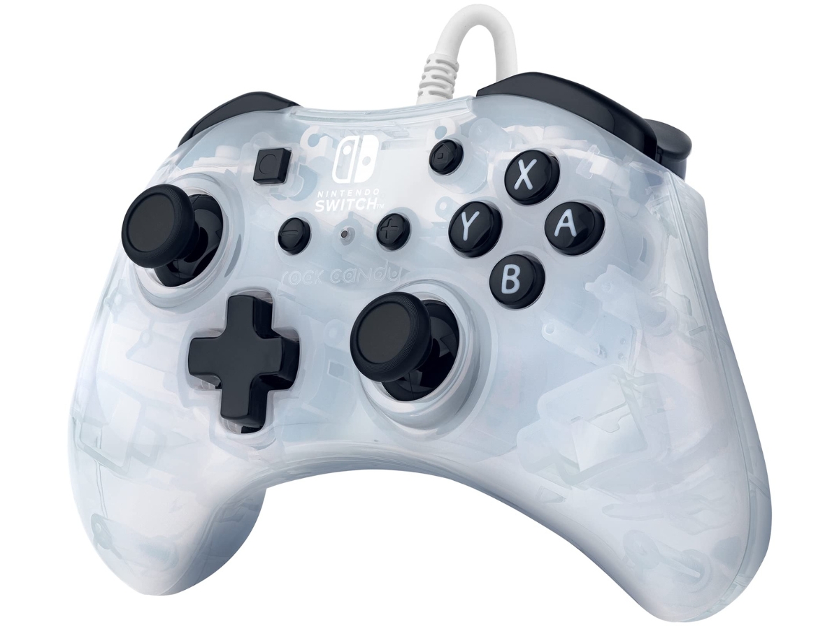 PDP Rock Candy Wired Gaming Switch Pro Controller in Frost White