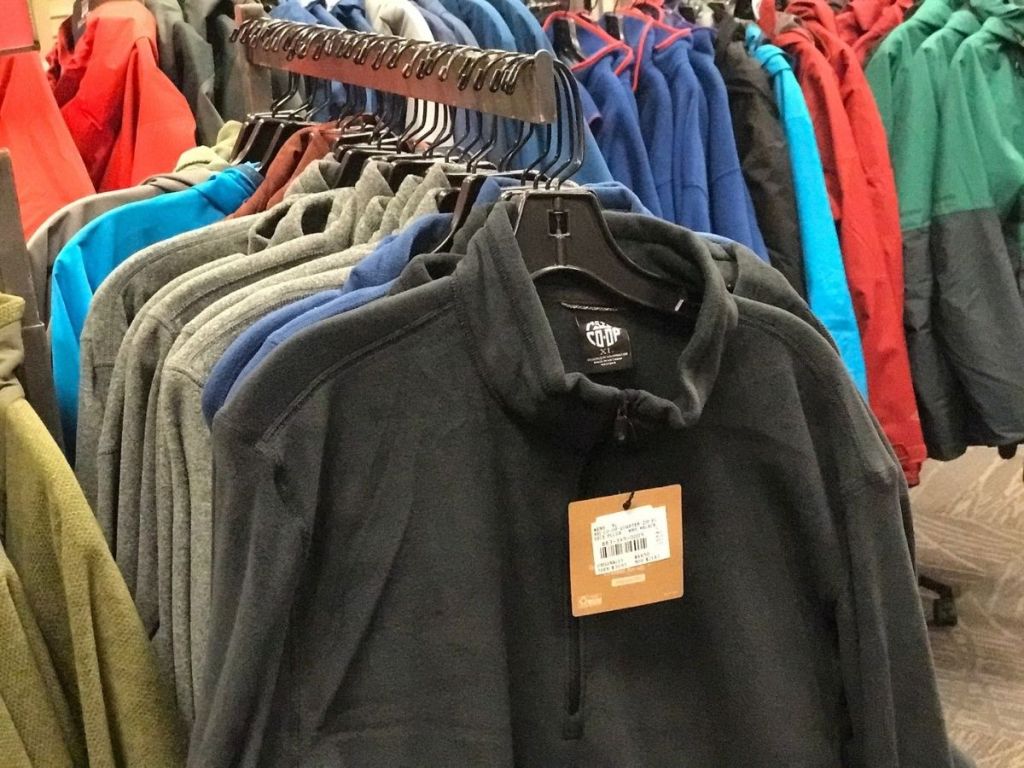 clothing hanging at REI