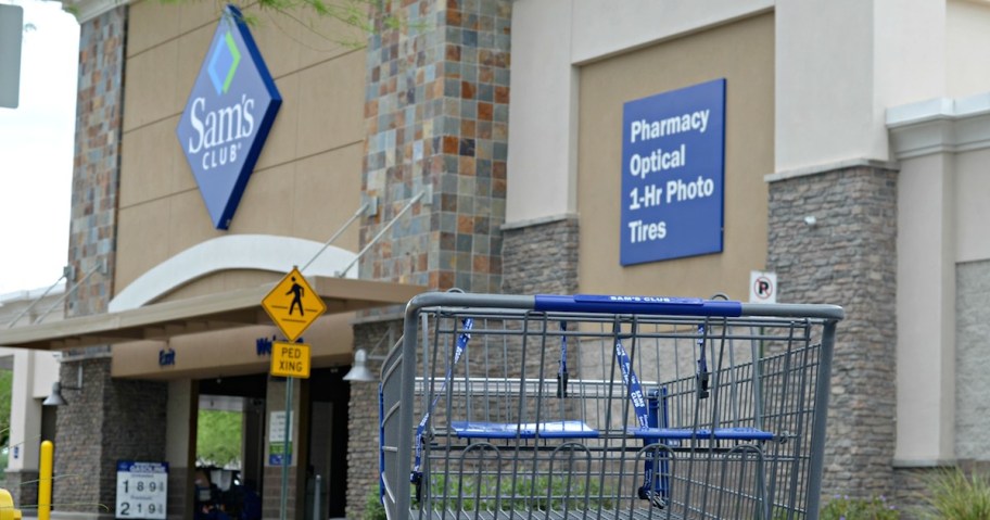 sam's cart in front of sam's club store