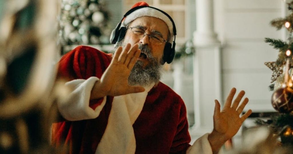 Santa Wearing Headphones