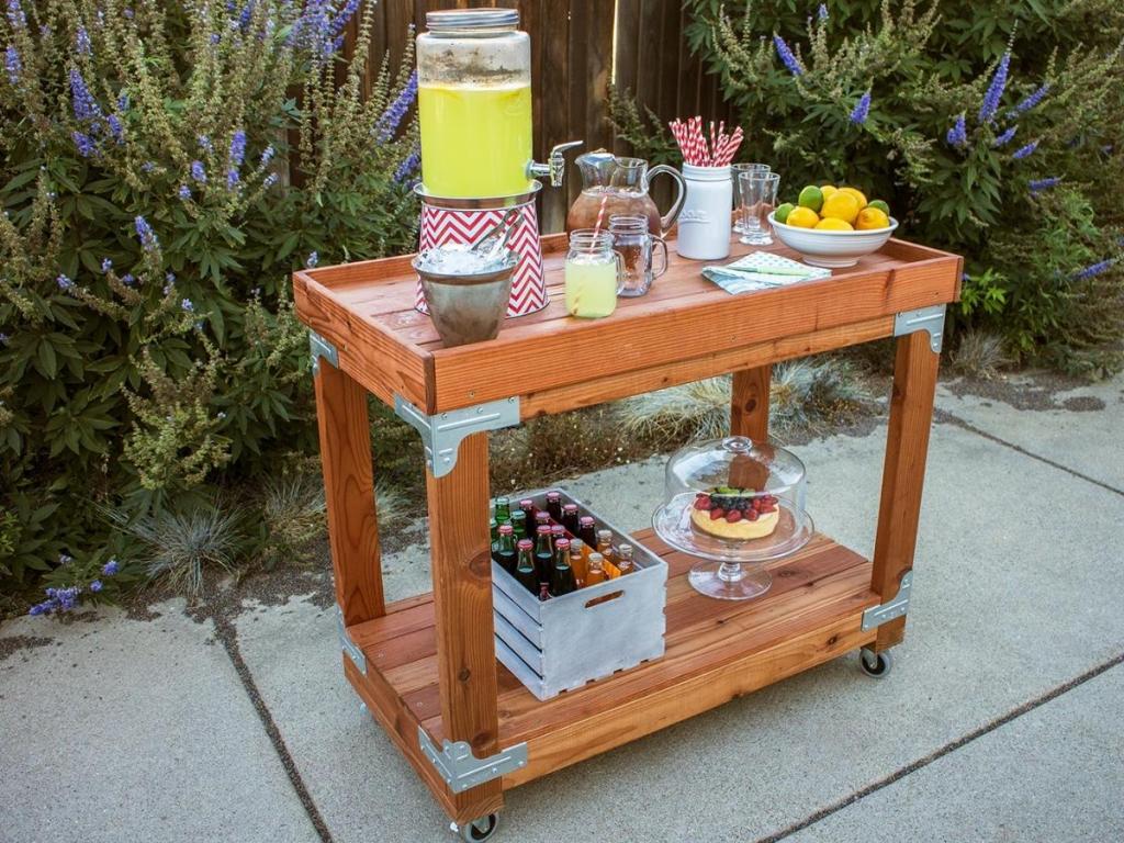 simpson strong tie diy workbench and shelving kit with drink bar set up