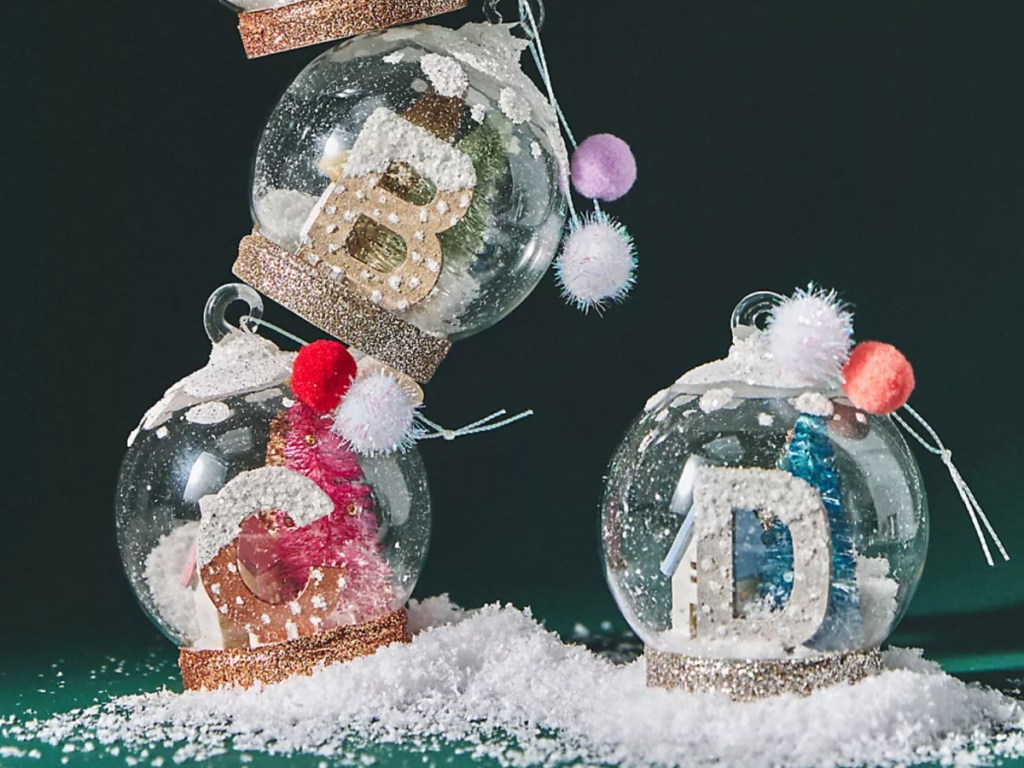 unique snowglobe monogram ornament